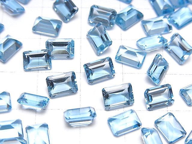 Hochwertiger Schweizer Blauer Topas AAA Lose Stein Rechteckig Facettiert 7x5mm 2 Stück