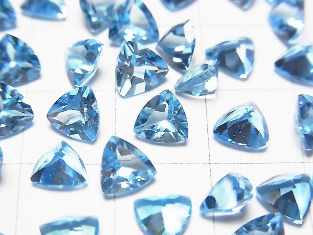 Hochwertiger Schweizer Blauer Topas AAA Lose Stein Dreieckig Facettiert 6x6mm 3 Stück