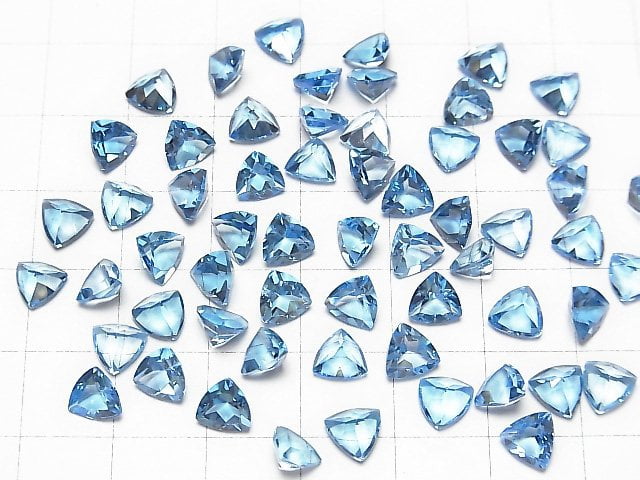 Hochwertiger Schweizer Blauer Topas AAA Lose Stein Dreieckig Facettiert 6x6mm 3 Stück