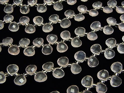 High Quality Rose Quartz AAA Chestnut Faceted Briolette 8 x 8 x 4 mm half or 1 strand (apr x 6 inch / 15 cm)