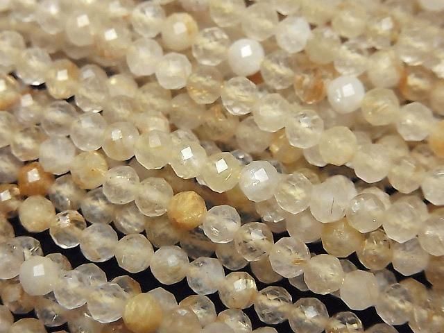 De haute qualité ! Perles de quartz rutile facettées rondes AA++ de 3 mm, 1 brin (environ 38 cm/15 pouces)