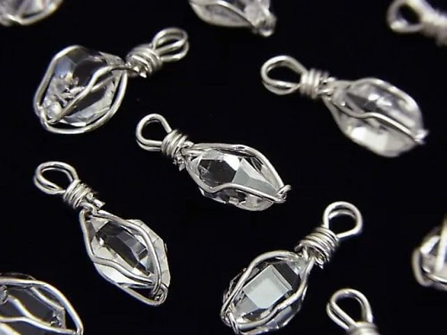 Pendentif en roche brute Herkimer Diamond AAA (taille SS) en fil enroulé, argent 925, 1 pièce