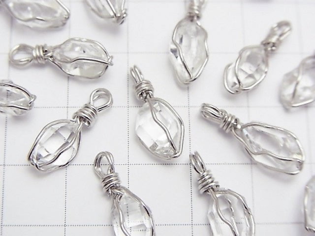 Pendentif en roche brute Herkimer Diamond AAA (taille SS) en fil enroulé, argent 925, 1 pièce