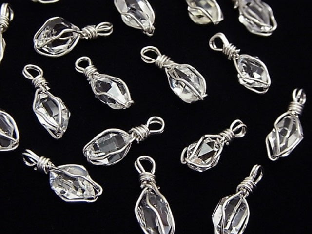 Pendentif en roche brute Herkimer Diamond AAA (taille SS) en fil enroulé, argent 925, 1 pièce