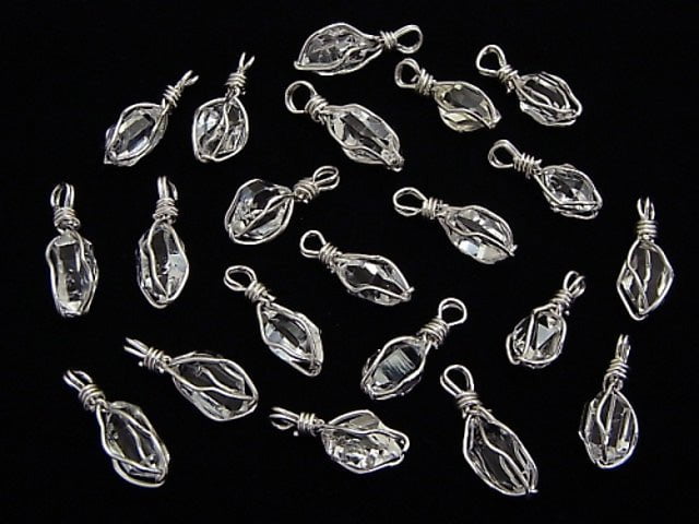 Pendentif en roche brute Herkimer Diamond AAA (taille SS) en fil enroulé, argent 925, 1 pièce