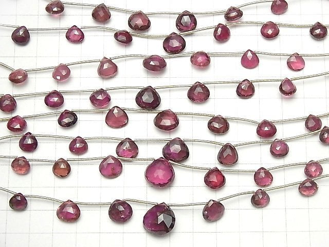 Hochwertiger rosa Turmalin AAA Kastanien-facettierte Briolette 1Strang Perlen (ca. 4 Zoll / 11 cm)