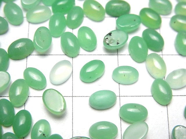 Hochwertiger Chrysopras AAA- Oval Cabochon 6x4mm 5 Stück