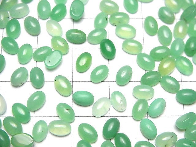 Hochwertiger Chrysopras AAA- Oval Cabochon 6x4mm 5 Stück