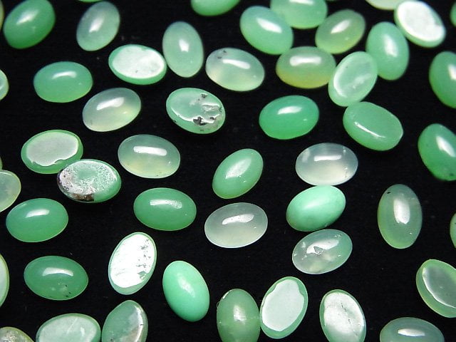 Hochwertiger Chrysopras AAA- Oval Cabochon 6x4mm 5 Stück