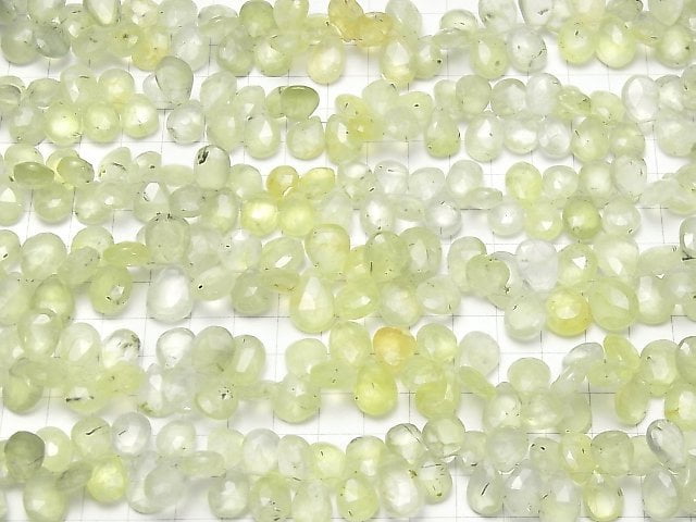 Hochwertiger Prehnit AA++ Birnenform Facettiert Briolette halb oder 1 Strang Perlen (ca. 7 Zoll / 18 cm)