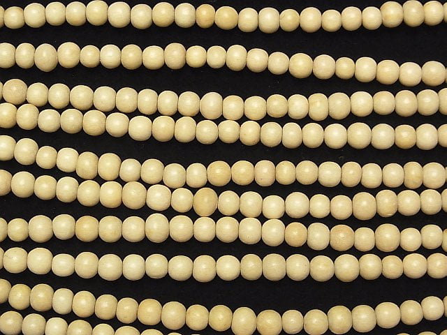 Whitewood Semi-Round 5mm 1-strand beads (approx. 15 inches/38 cm)