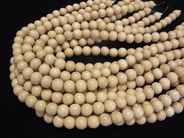 1strand $3.19! White Wood Semi Round 10mm 1strand beads (aprx.15inch / 38cm)