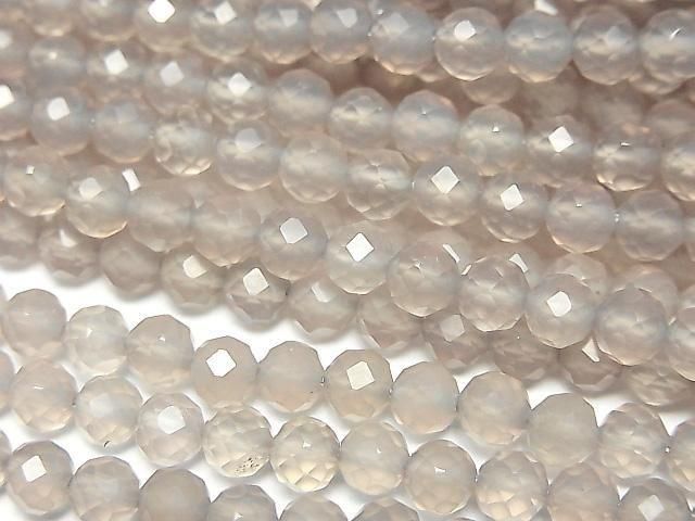 High Quality! Gray Onyx Faceted Round 4mm 1strand beads (aprx.15inch/37cm)