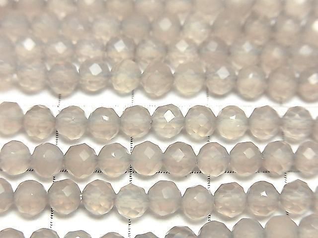 High Quality! Gray Onyx Faceted Round 4mm 1strand beads (aprx.15inch/37cm)
