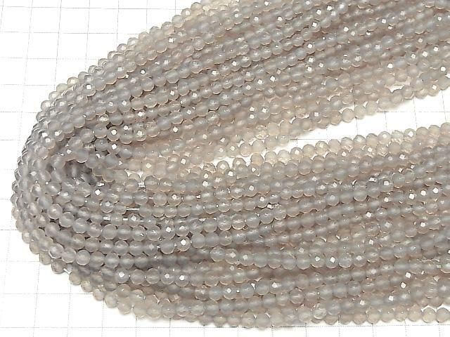 High Quality! Gray Onyx Faceted Round 4mm 1strand beads (aprx.15inch/37cm)