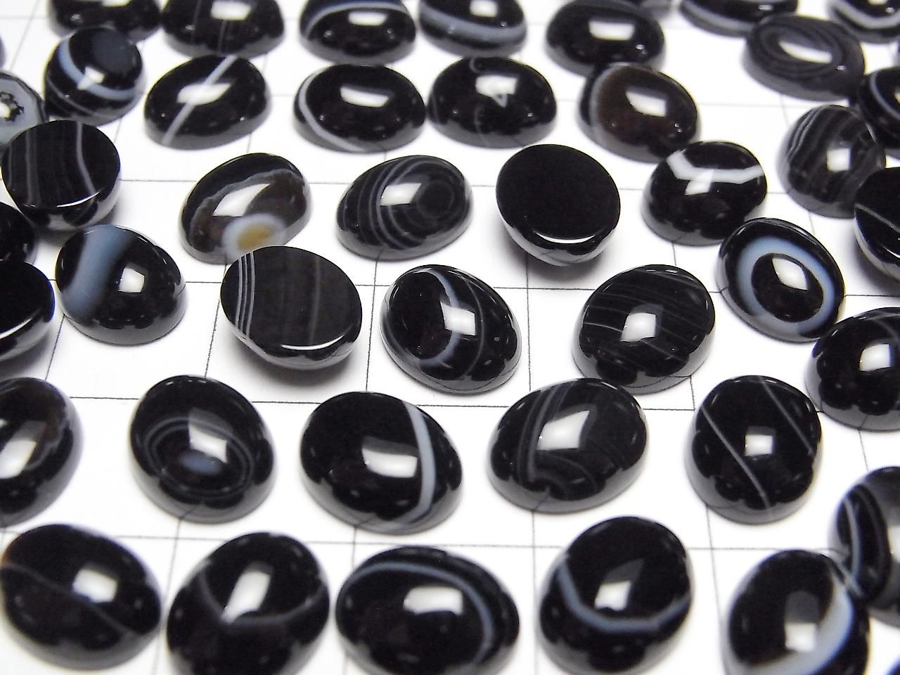 Striped Onyx AAA Oval Cabochon 10x8mm 5pcs