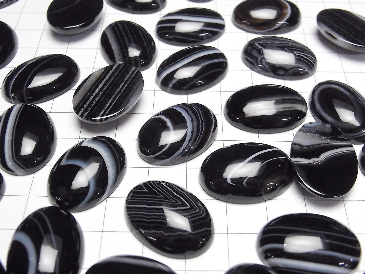 Gestreifter Onyx AAA Oval Cabochon 25x18mm 2Stück
