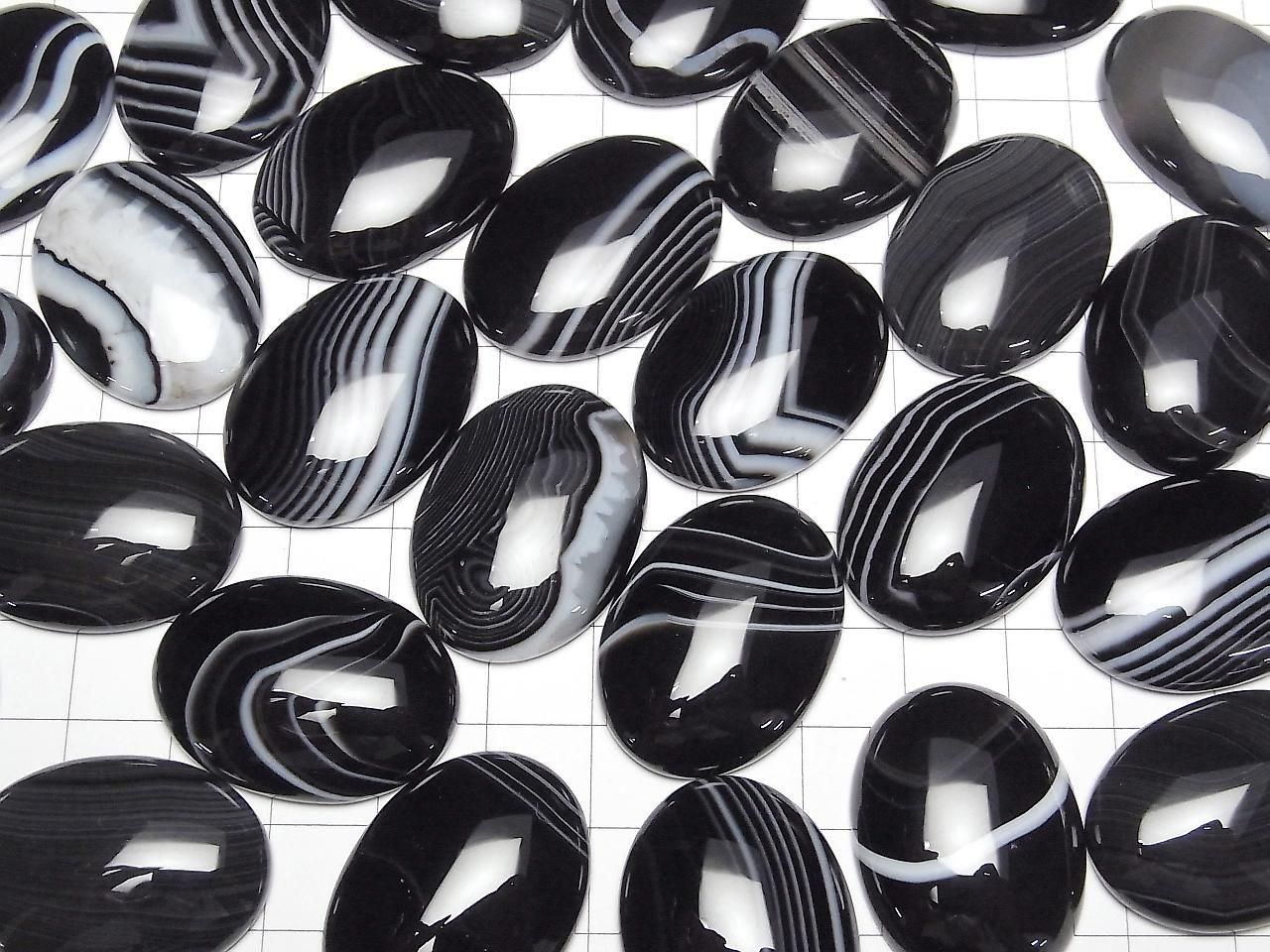 Striped Onyx AAA Oval Cabochon 30x22mm 1pc