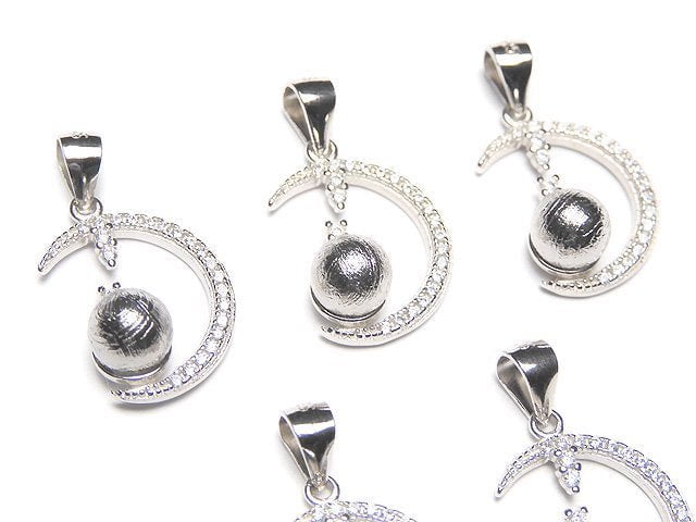 Meteorite (Muonionalusta) 6mm Ball with CZ Pendant Silver925