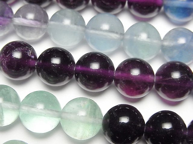 螢石 AAA- 圓形 10mm 漸層色 1串珠 (約15英吋/37公分)