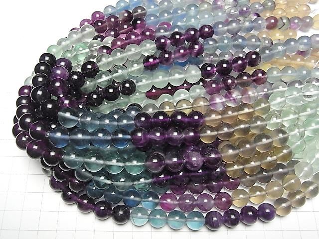 螢石 AAA- 圓形 10mm 漸層色 1串珠 (約15英吋/37公分)