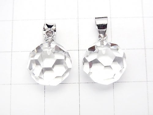 Kristall AAA+ "Bucky Ball" facettierte runde 12 mm Anhänger Silber925 1 Stück