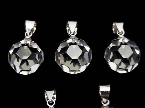 Cristal de Quartz AAA+ "Bucky Ball" Facetté Rond 12mm Pendentif Argent925 1pc