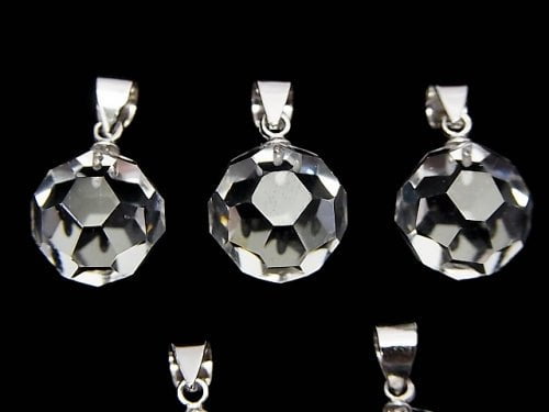 Kristall AAA+ "Bucky Ball" facettierte runde 12 mm Anhänger Silber925 1 Stück