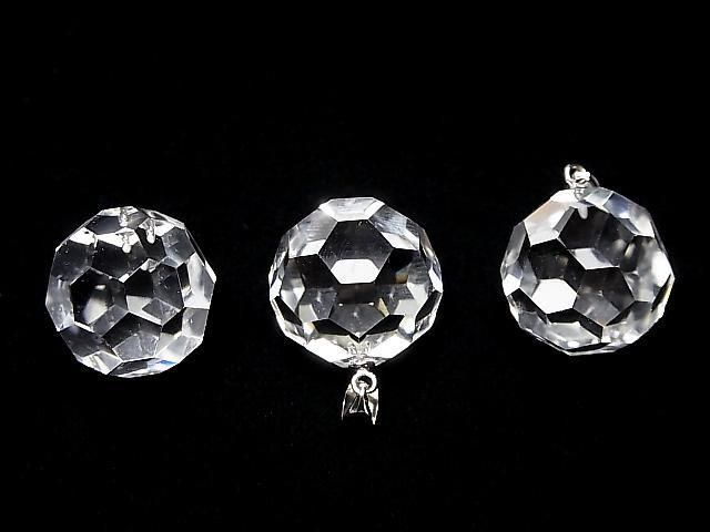 Crystal AAA+ "Buckyball" Faceted Round 18mm Pendant Silver925 1pc