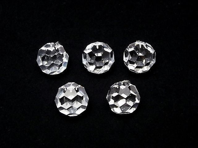 Cristal de Quartz AAA+ "Buckyball" Facetté Rond 18mm Pendentif Argent925 1pc