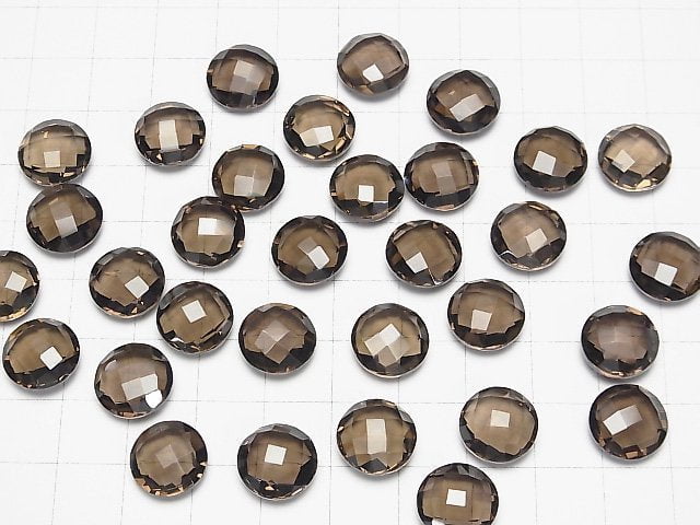 Hochwertiger rauchiger Quarz AAA Ungebohrt Münze Kissenform 12x12x6mm 4Stk 11,79 $!