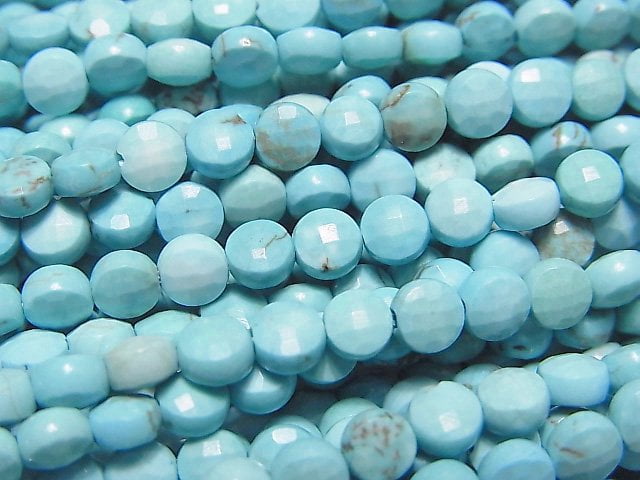High Quality! 1strand $8.79! Magnesite Turquoise Faceted Coin 4x4x3mm 1strand beads (aprx.15inch/37cm)