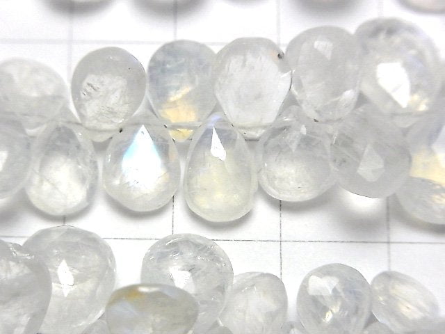 Hochwertiger Regenbogen-Mondstein AA++ Tropfenform facettierte Briolette halbe oder 1 Strang Perlen (ca. 7 Zoll / 18 cm)