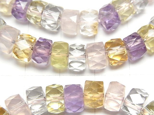 Hochwertiger Mischstein AAA- Facettierte Knopf Rondelle 8x8x5mm Armband