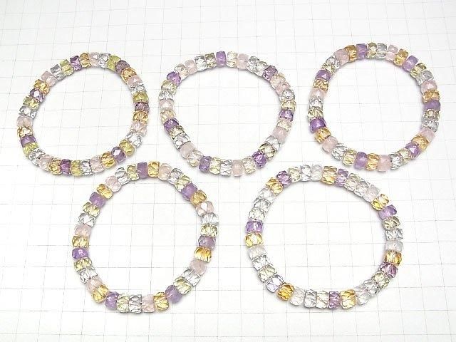 Bracelet de perles rondelles facettées 8x8x5mm en pierres mélangées de haute qualité AAA
