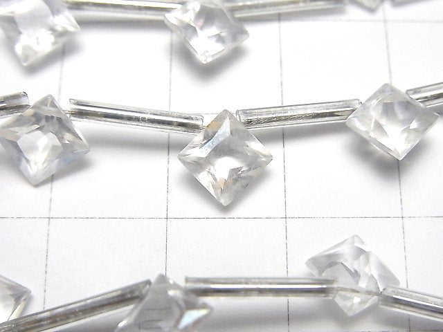 Aqua Kristall AAA Diamant Prinzessschnitt 8x8mm 1 Strang Perlen (8 Stück)