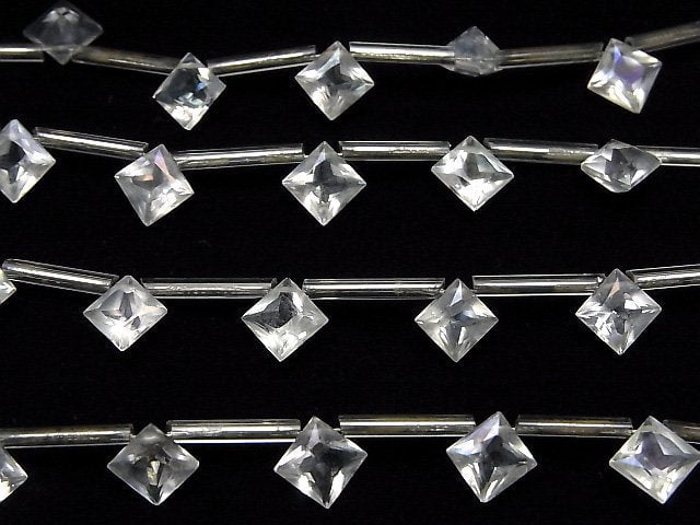 Aqua Kristall AAA Diamant Prinzessschnitt 8x8mm 1 Strang Perlen (8 Stück)