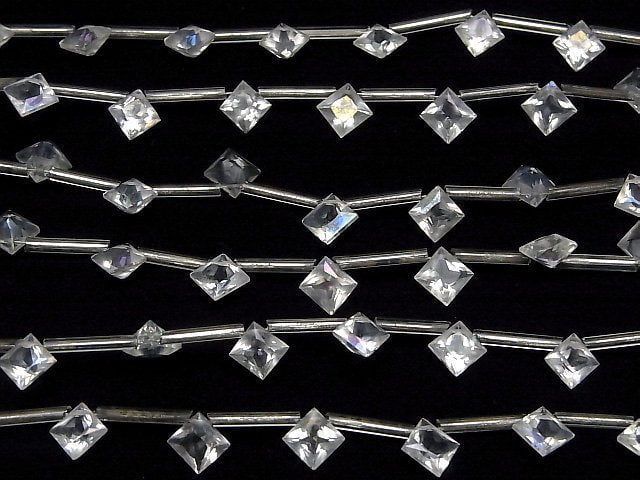 Aqua Kristall AAA Diamant Prinzessschnitt 8x8mm 1 Strang Perlen (8 Stück)
