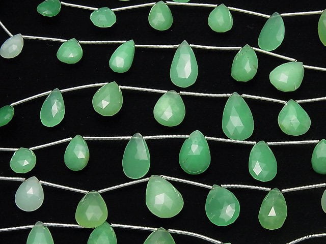 Chrysopras AA++ Tropfenform facettierte Briolette 1strang Perlen (8 Stück)