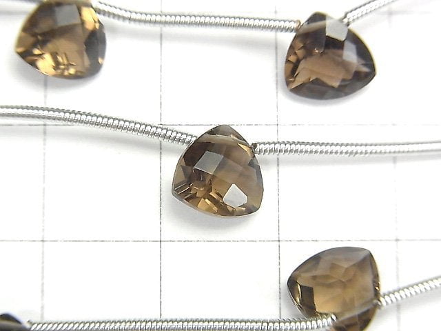 Hochwertiger rauchiger Quarz AAA facettierte Dreiecksform 8x8x5mm 1strang Perlen (5 Stück)
