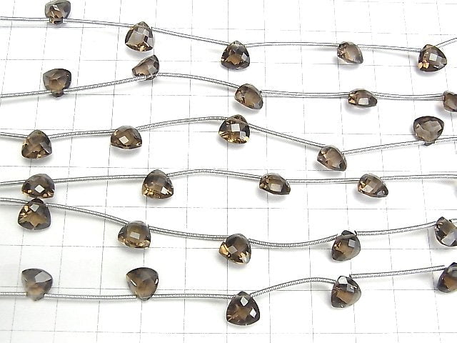 Hochwertiger rauchiger Quarz AAA facettierte Dreiecksform 8x8x5mm 1strang Perlen (5 Stück)