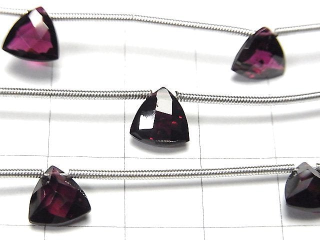 Hochwertiger Granat AAA facettierte Dreiecke 8x8x4mm 1Strang Perlen (5Stück)