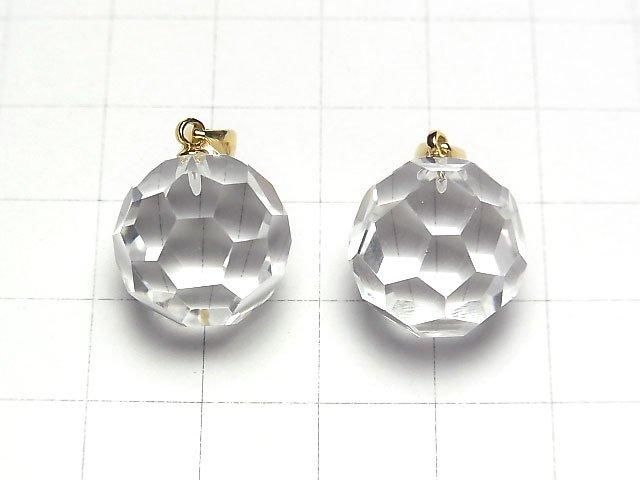 Kristall AAA+ "Buckyball" facettierte Runde 16mm Anhänger 14KGP 1Stück