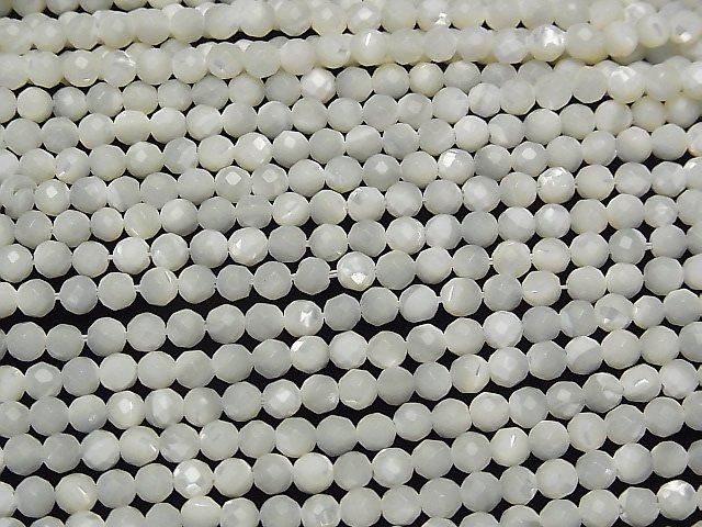 Mother of Pearl (MOP) White Faceted Round 4mm 1strand beads (Approx. 37cm) High Quality!