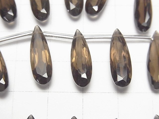 Hochwertiger Rauchquarz AAA Birnenform facettiert 20x6mm halb oder 1Strang Perlen (8Stück)