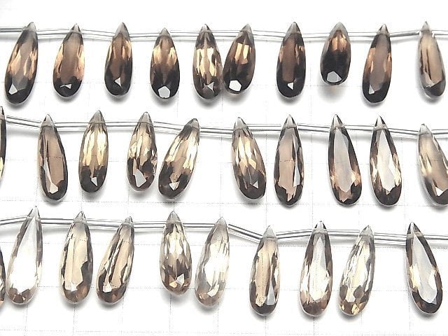 Hochwertiger Rauchquarz AAA Birnenform facettiert 20x6mm halb oder 1Strang Perlen (8Stück)
