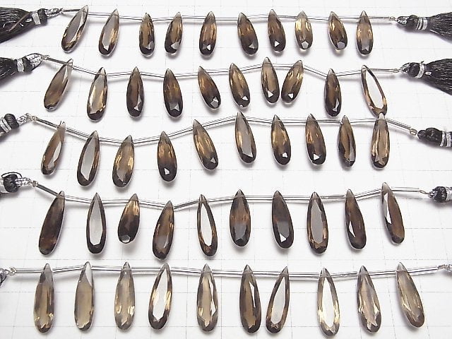 Hochwertiger Rauchquarz AAA Birnenform facettiert 20x6mm halb oder 1Strang Perlen (8Stück)