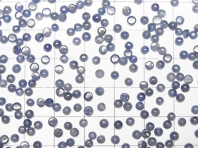 Hochwertiger blauer Saphir AA++ rund Cabochon 3x3mm 10 Stück