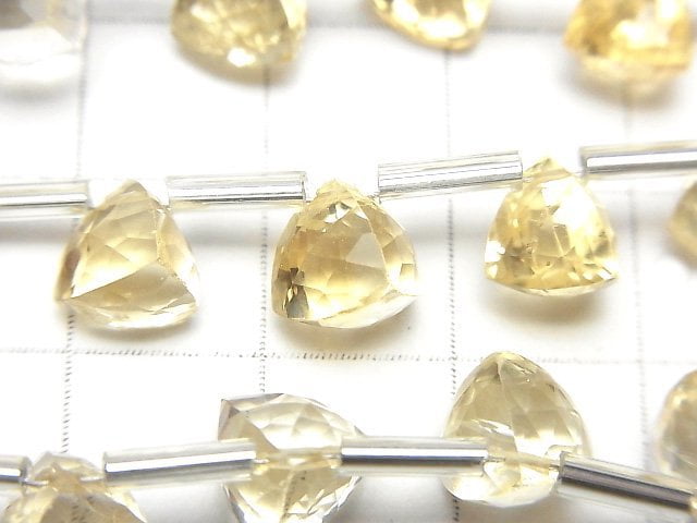 Hochwertiger Citrin AAA- 3D Dreiecksschliff 8x8x8mm halbe oder 1 Strang Perlen (8 Stück)