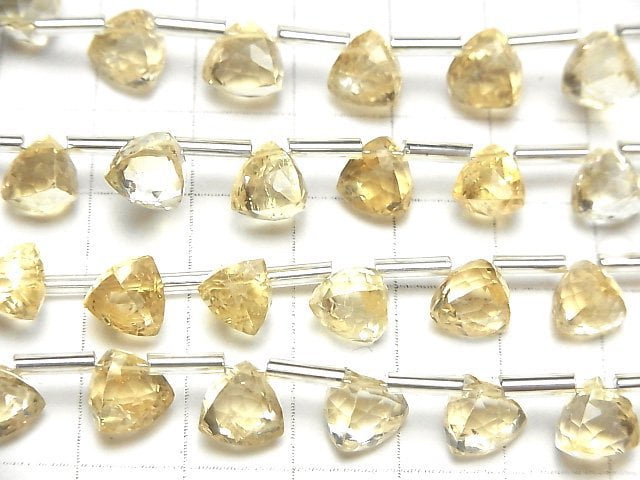 Hochwertiger Citrin AAA- 3D Dreiecksschliff 8x8x8mm halbe oder 1 Strang Perlen (8 Stück)
